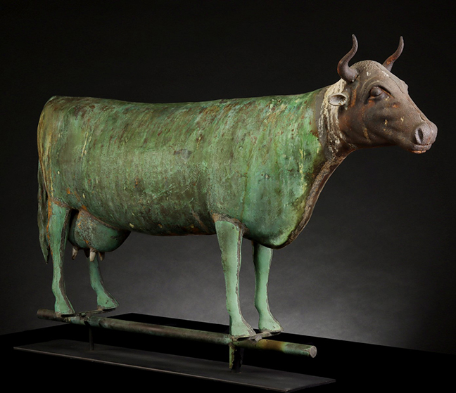 Exceptional Full-Bodied Cow Weathervane with Cast-Iron Head