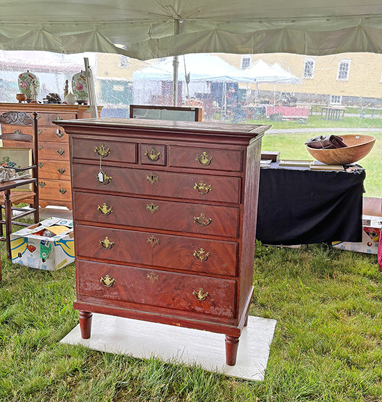 Robert Foley of Gray, Maine, was one of the dealers offering painted furniture. He was asking $485 for this tall chest.
