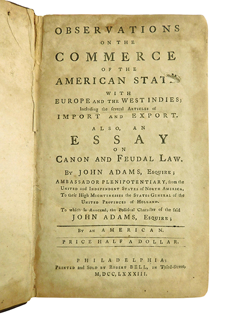 Nine bound 18th C. American pamphlets by John Adams, Alexander Hamilton, etc.